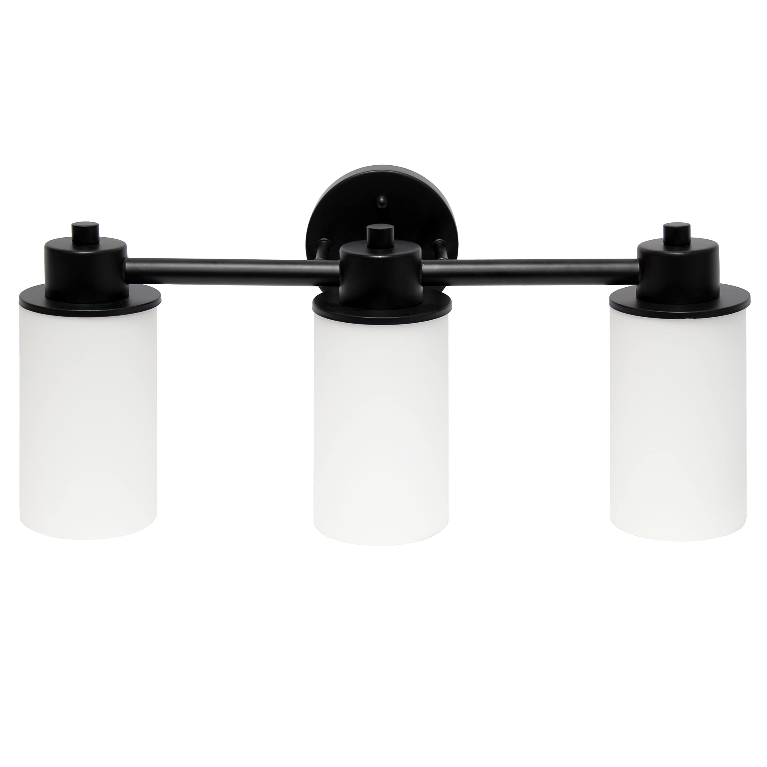 Lalia Home Essentix Contemporary Three Light Metal and Opaque White Glass Shade Vanity Uplight Downlight Wall Mounted Fixture wi