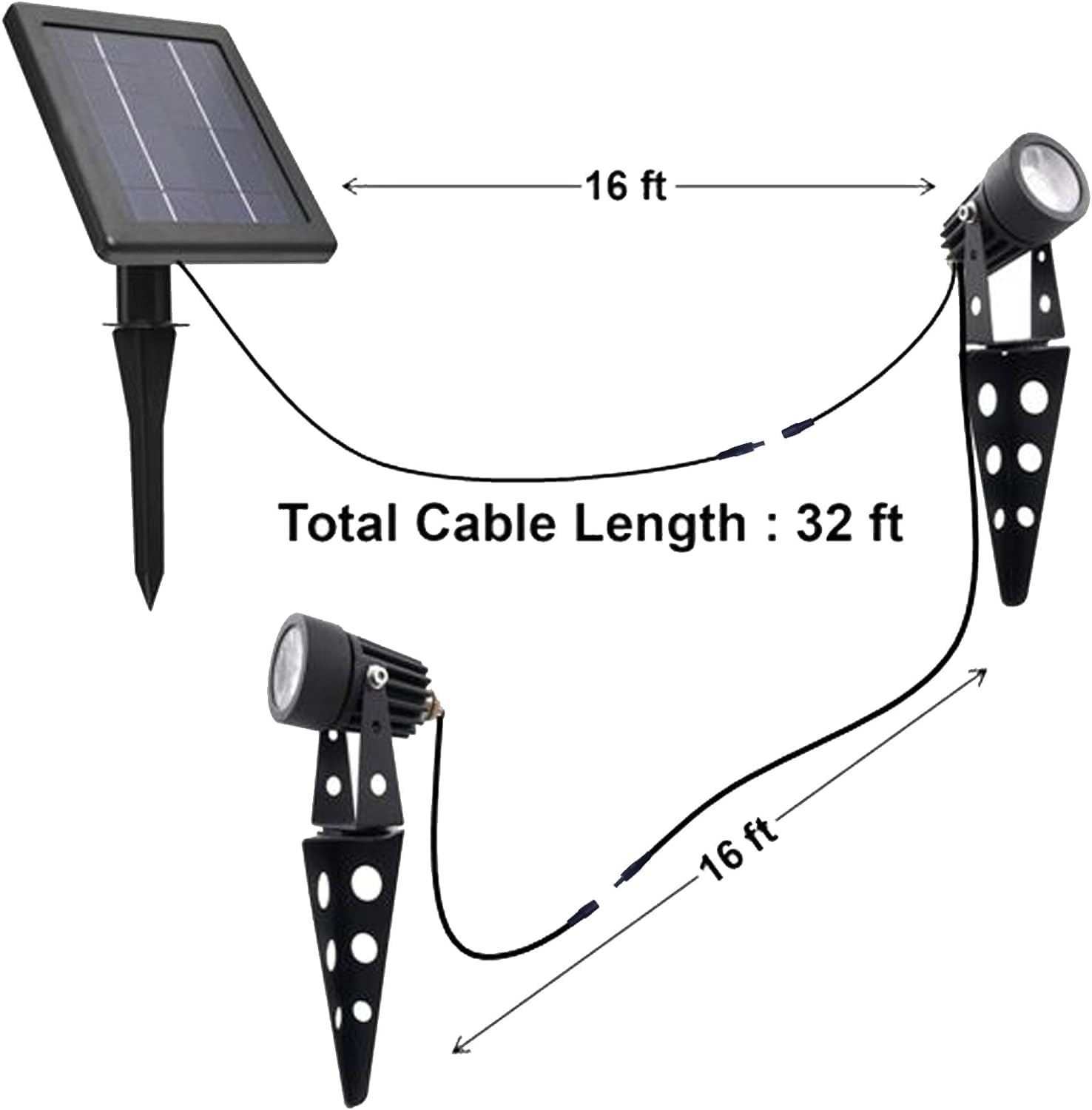 Mini 50X Twin Solar-Powered Flag Pole Light Cast Aluminium Cool White Led Spotlight 60-100 Lumen Per Light Fixture For Outdoor G