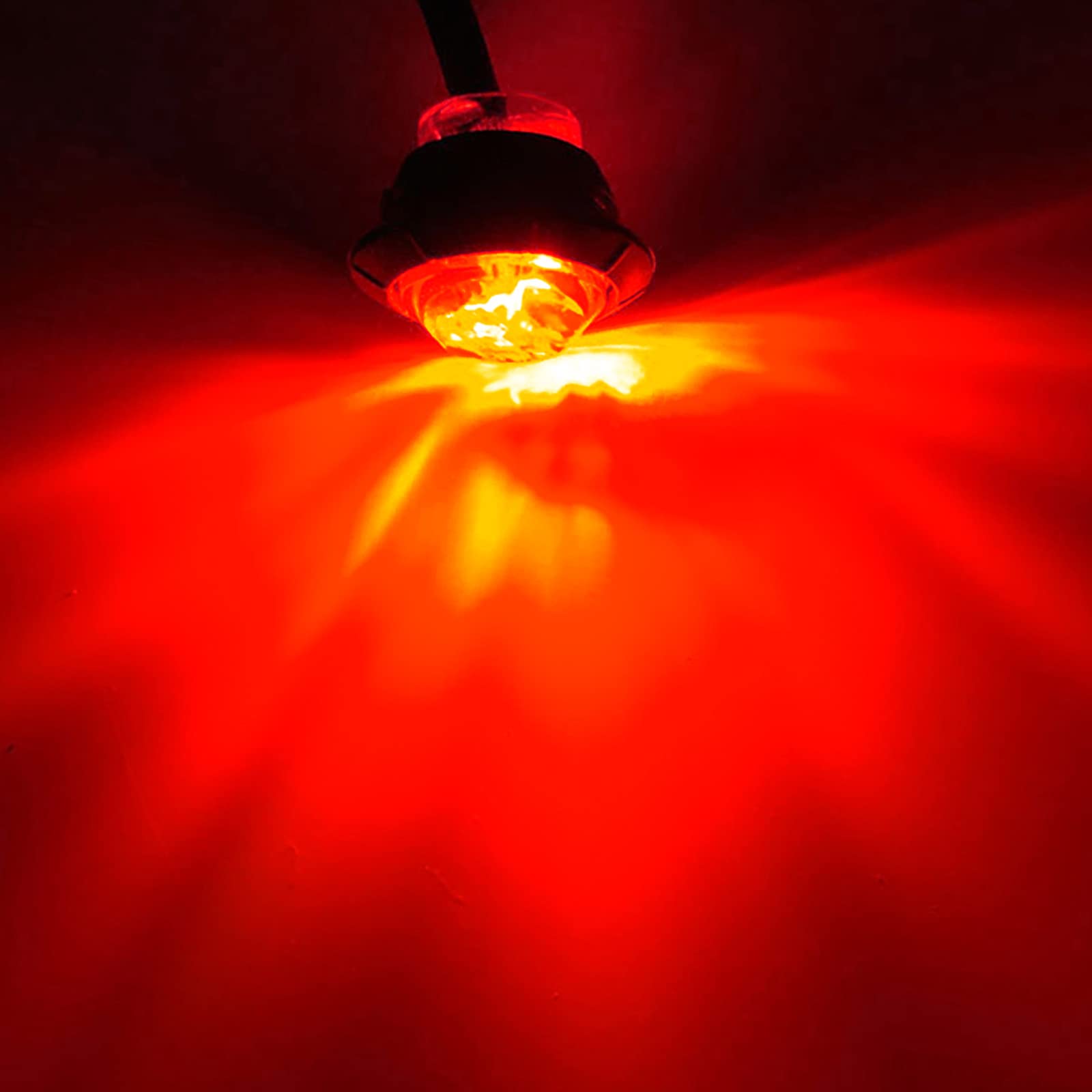 Keing 10 Pack Sealed Waterproof Mini Round 3/4 Inch Red Led Marker Lights Signal Light 12V For Trailer Truck Bus Pickup Van Atv