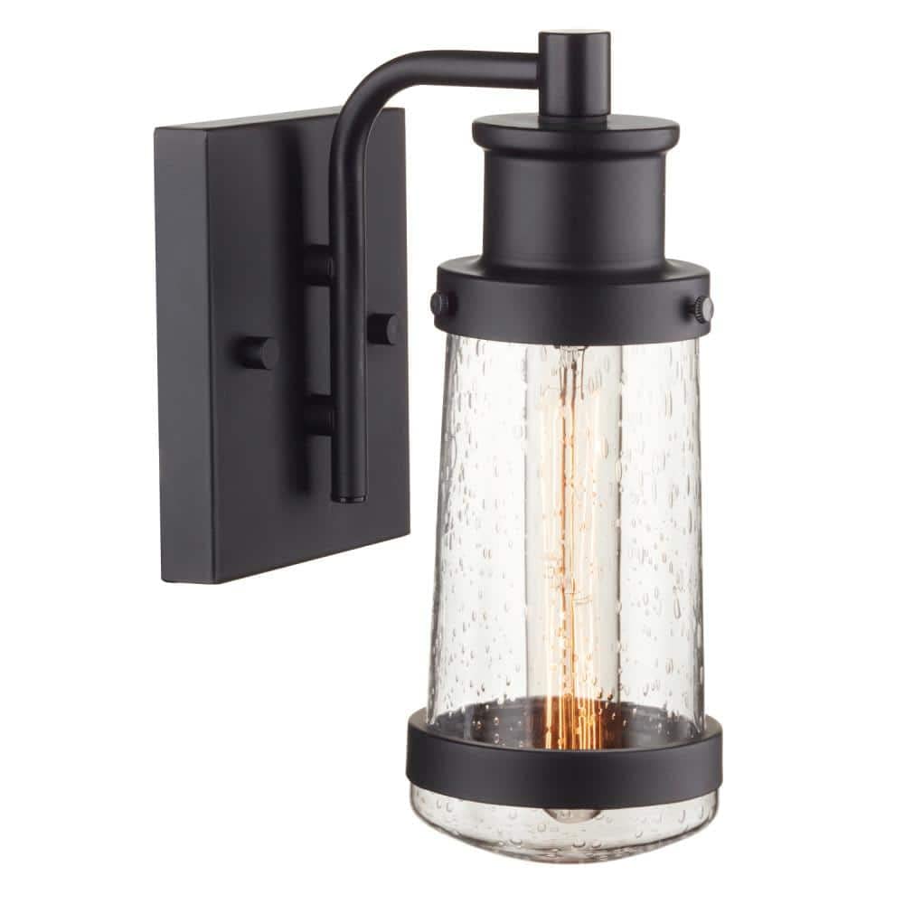 Globe Electric Vintage 1-Light Wall Sconce, Matte Black, Model 44315, Plastic, One Size