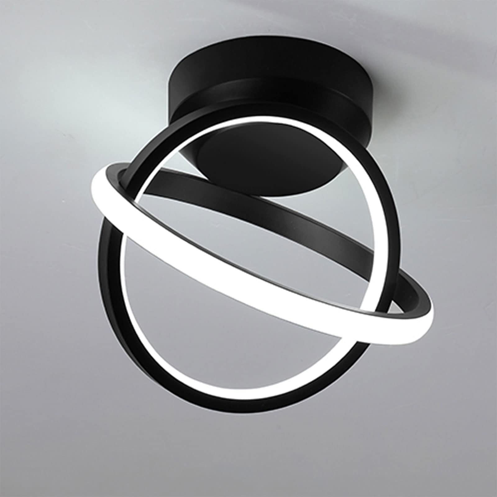 CANEOE Black LED Ceiling Light, Modern Aluminum Lamp, 6000K Cool White, Creative Design for Living Room, Bedroom, Hallway, Model CL-JCYXBK-US