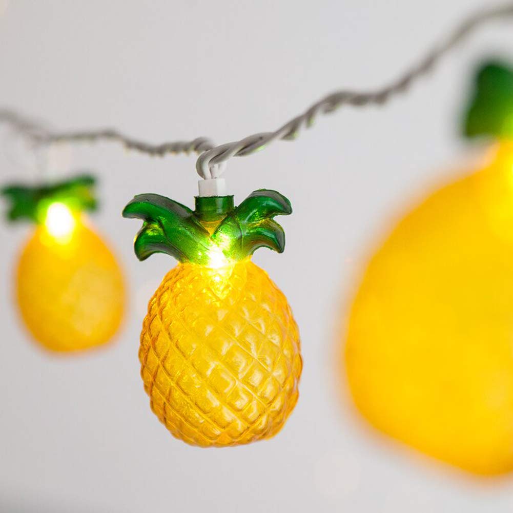 GOOTHY Pineapple String Lights, 8.5Ft Outdoor Patio Decor, Yellow Plastic, 10 Lights for Tropical Beach Theme Parties