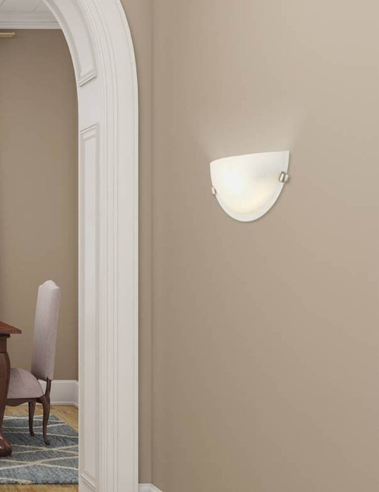 Livex Lighting Brushed Nickel Wall Sconce 1-Light with White Alabaster Glass 12inW x 6inH Model 4271-91