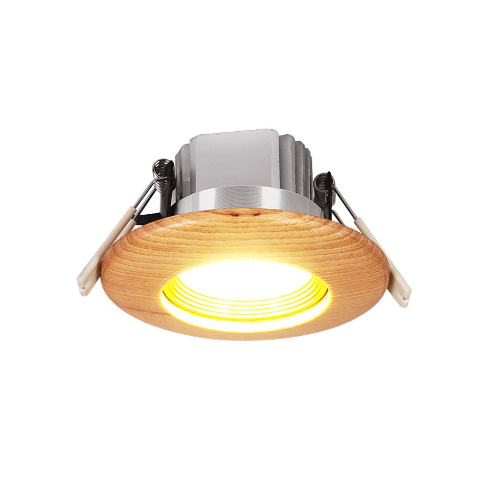 MGOR Sturdy 3W5W Solid Wood Round Ceiling Lights Spotlights Anti-Glare LED Panel Downlight Light Fixture Aluminum Commercial Rec