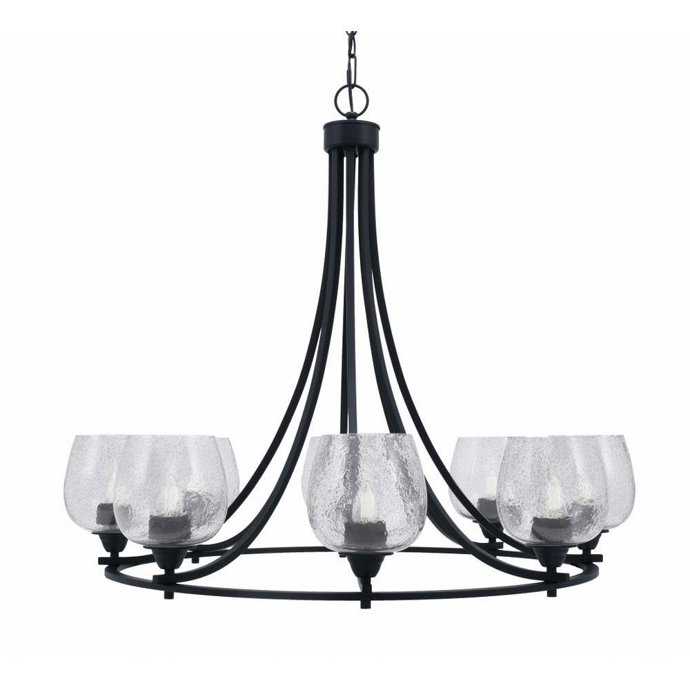 Toltec Lighting 3408-MB-4812 Paramount - 8 Light Uplight Chandelier-31 Inches Tall and 33.5 Inches Wide, Finish Color: Matte Black, Glass Color: Smoke Bubble
