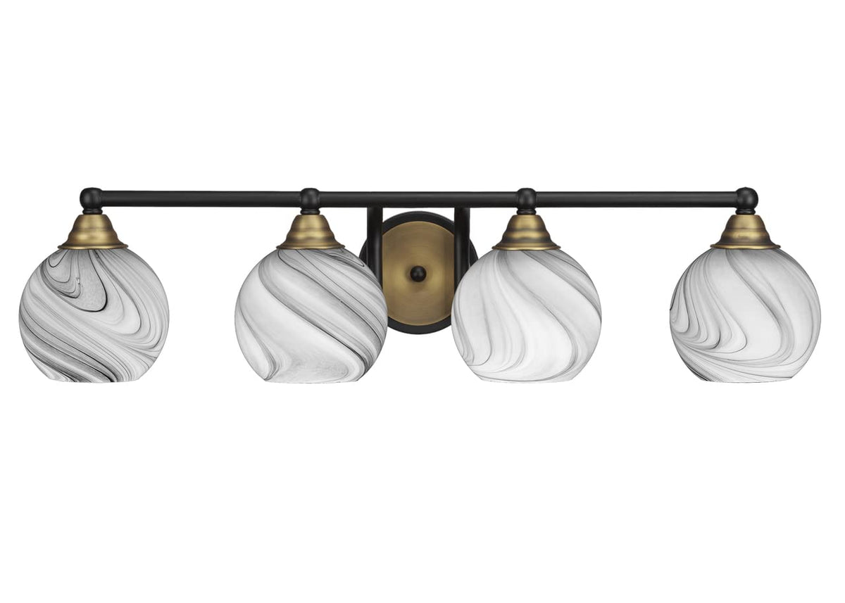 Toltec Lighting Paramount 4 Light Bath Bar In Matte Black & Brass (3424-Mbbr-4109)