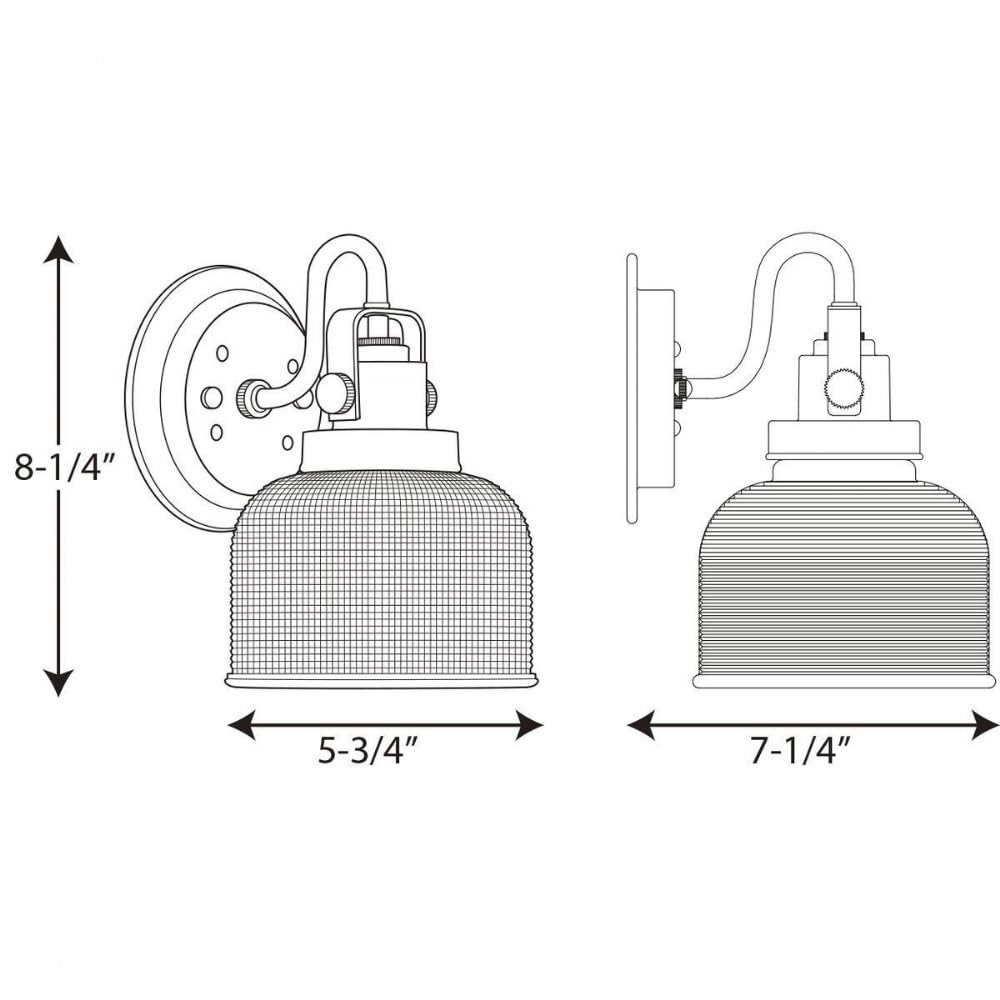 Progress Lighting Bath Bracket, 1-Pack, Polished Chrome, Glass, Model P2989-15, 100W MED