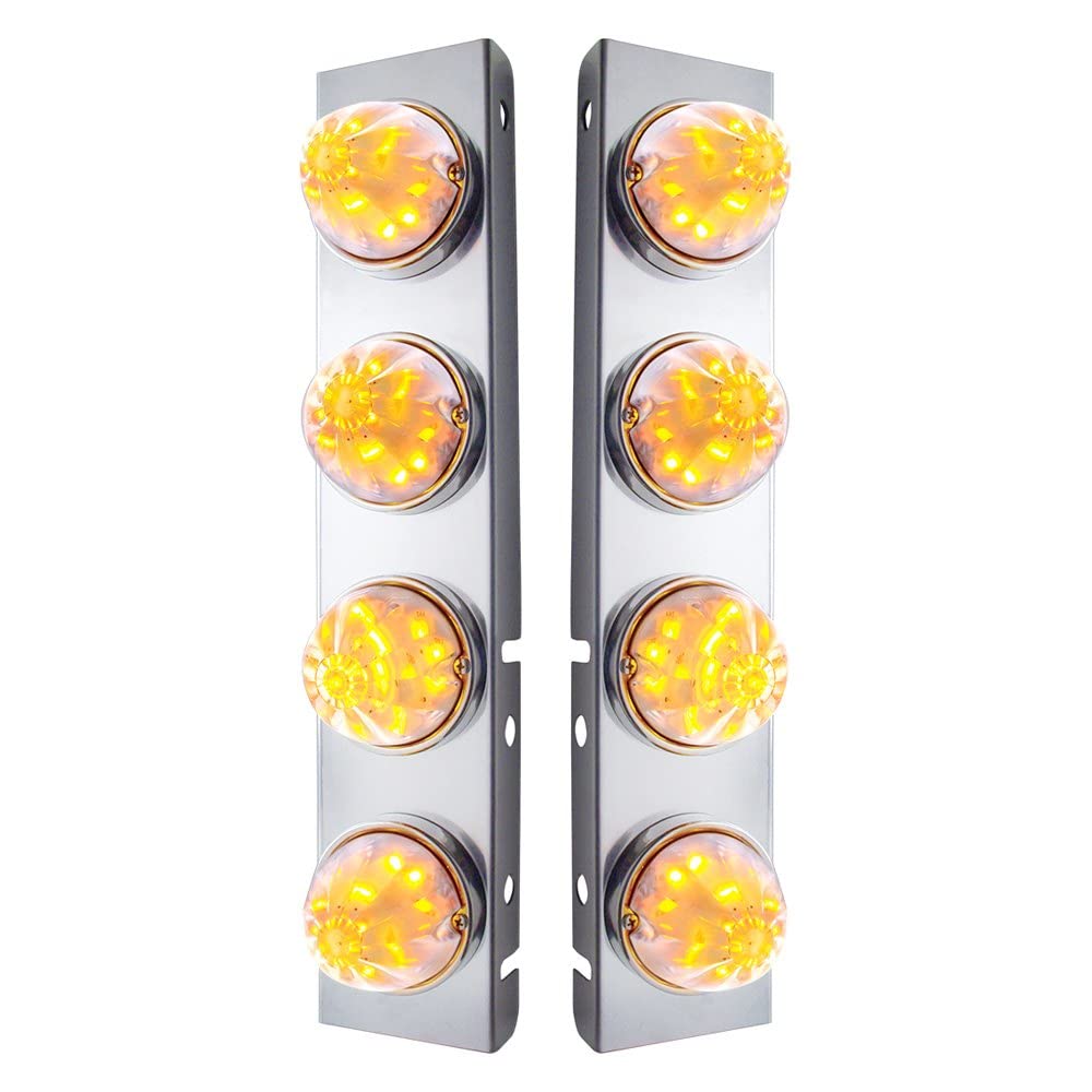 United Pacific 31975 Air Cleaner Light Bar, Front, Stainless Steel, with Bracket, Cab Light, Amber LED, Clear Lens, with SS Beze