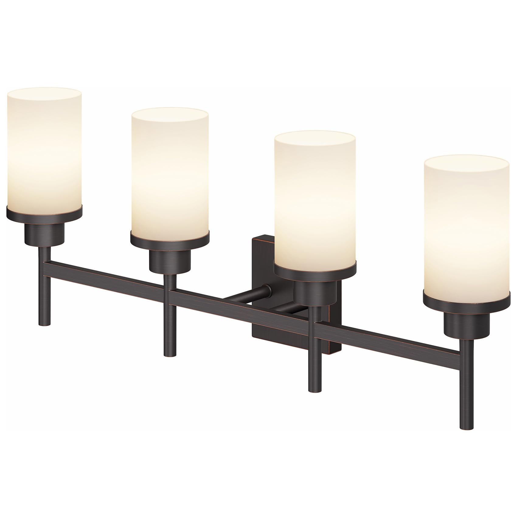 AONEON 4-Light Bathroom Vanity Light Fixtures, Oil-Rubbed Bronze, White Frosted Glass Shade, Model T001ORB-L4