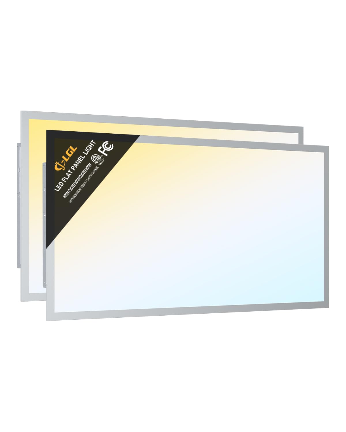 JC-LGL LED 2x4 Flat Panel Light  Drop Ceiling Lights Fixture  Selectable Features  30W/40W/50W/60W/72W  3000K/3500K/4000K/5000K/6500K  Dimmable (0-10V)  for Office Kitchen  ETL Listed (2x4FT-2Pack)