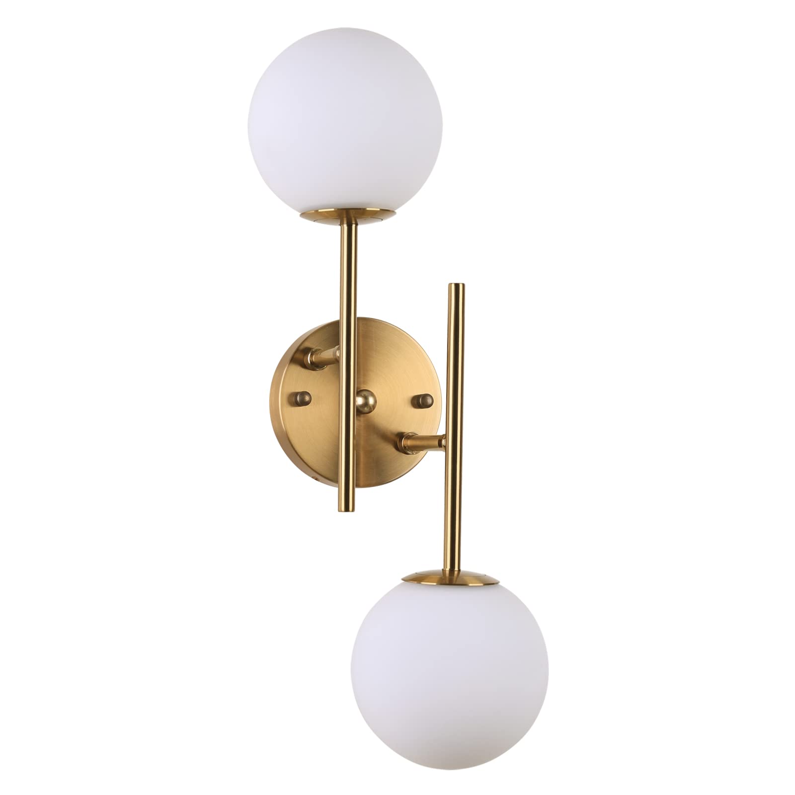 BYOLIIMA Gold Globe Wall Sconce, 7.5 W x 20 H, G9 Base, Compatible with LED or Halogen Bulbs, Perfect for Bathroom, Kitchen, Liv