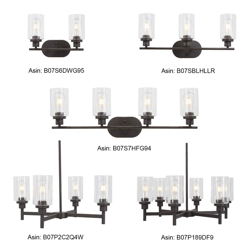 VINLUZ 6 Light Farmhouse Chandelier Classic Pendant Lighting Oil-Rubbed Bronze Industrial Ceiling Lighting Fixture with Clear Gl