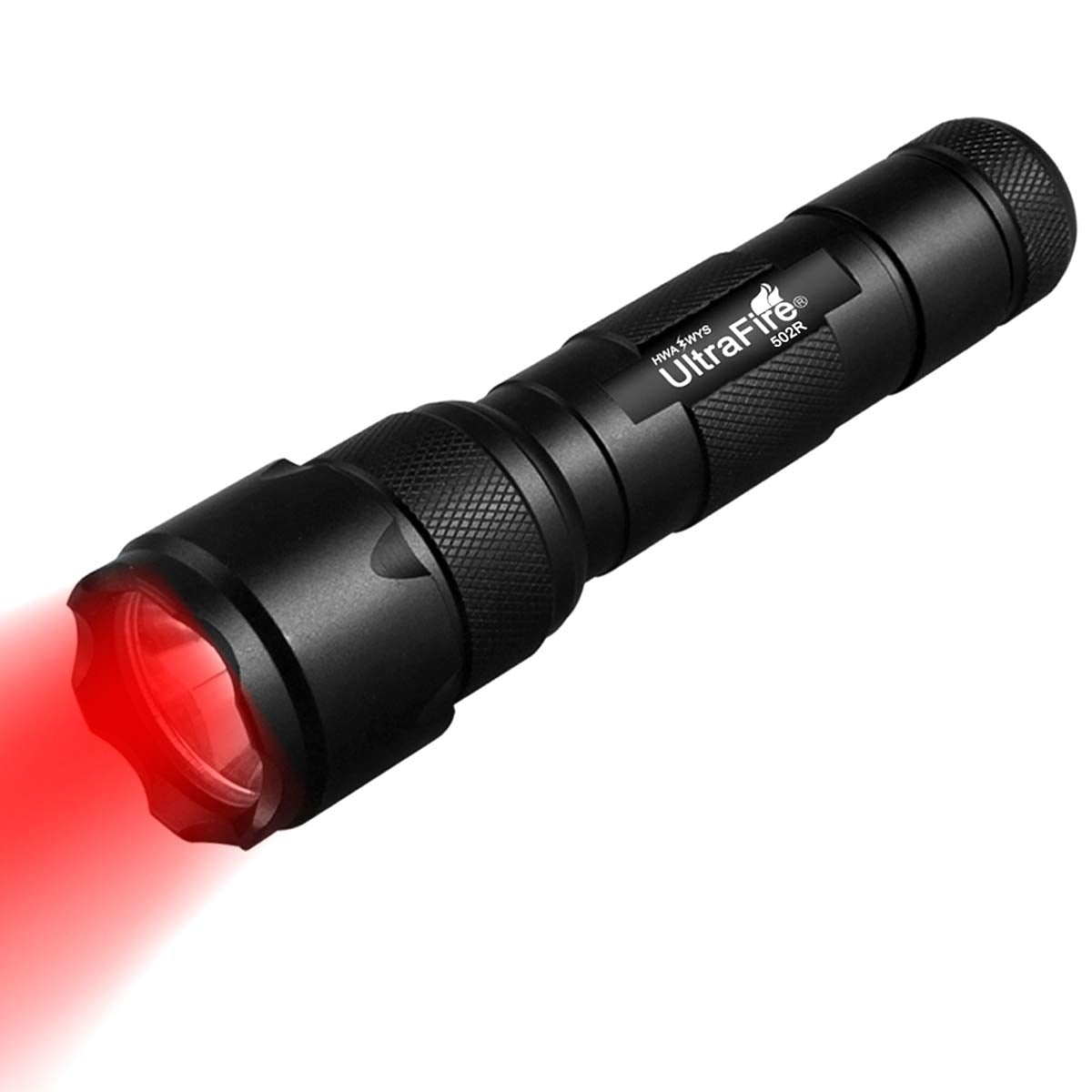 ULTRAFIRE WF-502R Zoomable Red Light Flashlight, Single Mode, Aluminum, Adjustable Focus, Red LED 630nm