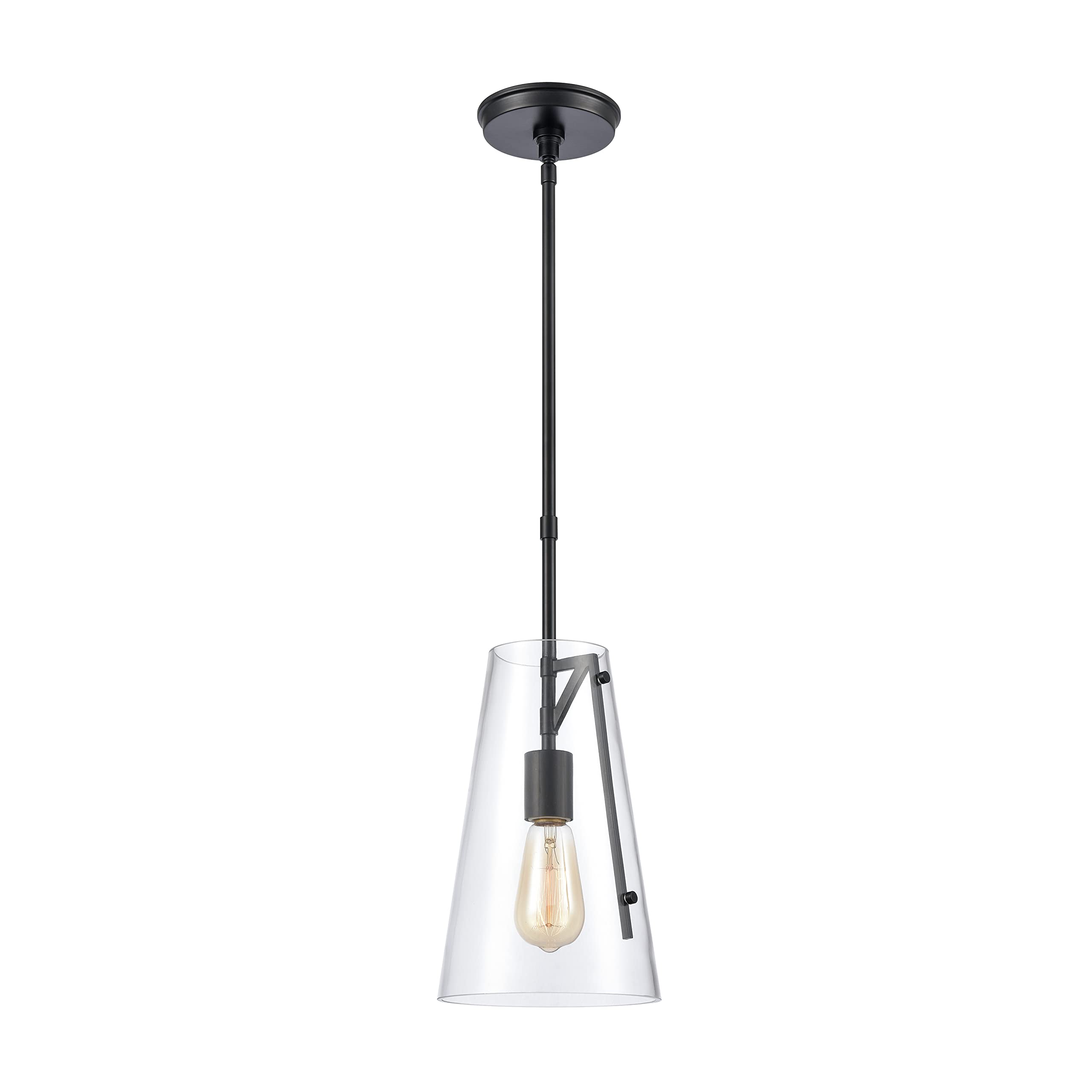 Elk Home Trustle Mini Pendant Light, Matte Black Finish, Clear Glass, Modern Style, 1-Light