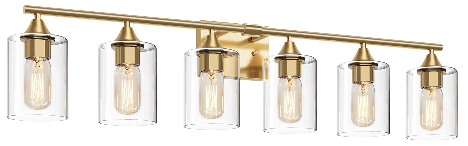Xpehk 6-Light Gold Vanity Light,Bathroom Light Fixtures,Modern Brushed Brass Gold Wall Sconce Lighting,Bathroom Wall Lamp For Mi