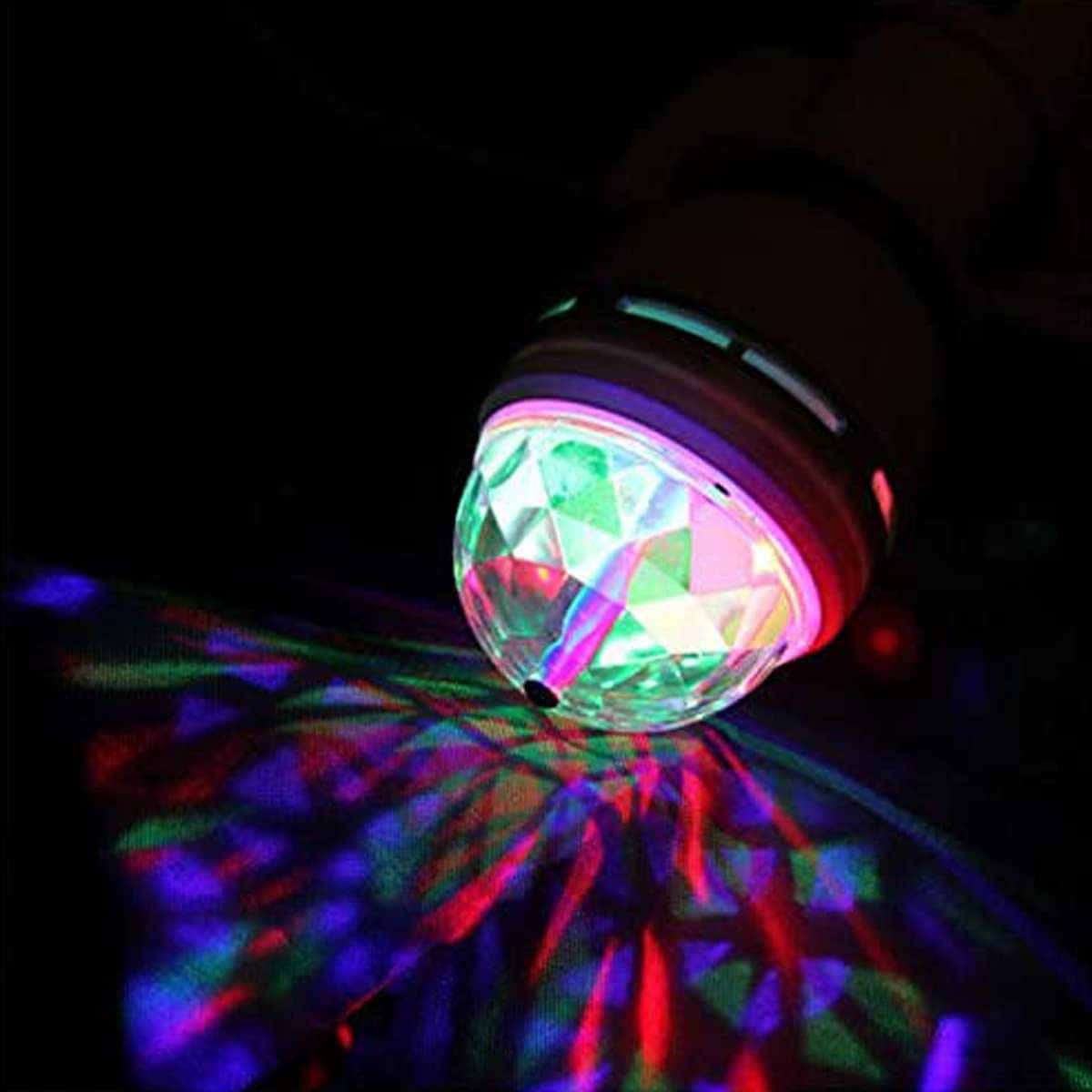 Led Ball Bulb Lamp, 4 Pcs 3W E27 Led Rgb Crystal Rotating Stage Bulb Voice Auto Rotating Stage Light (4 Pcs)