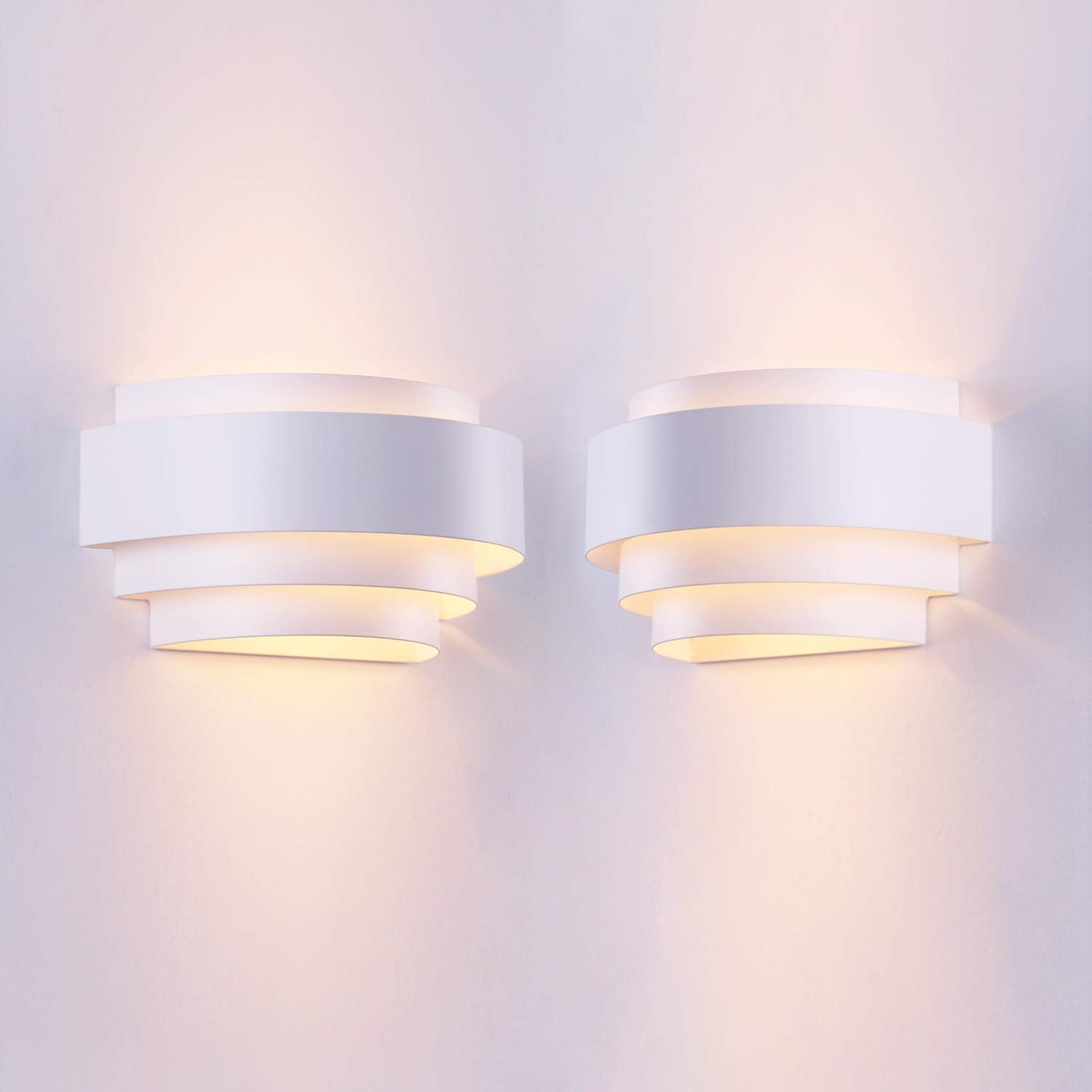 Lightinthebox Modern Wall Sconce Set Of 2 Indoor Wall Light Fixture Half Moon Metal Wall Lamp White For Stair Hallway Home Theat