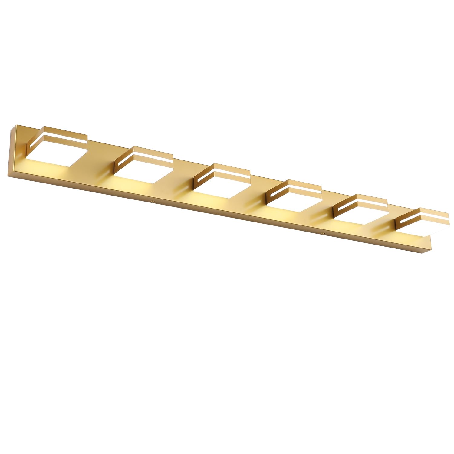 SineRise LED Bathroom Vanity Light, 6-Light, 48-Inch, Dimmable, Matte Gold Acrylic, Model H0001-35