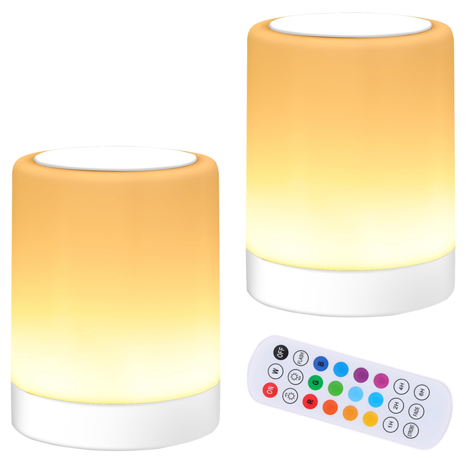 OORUN Touch Bedside Table Lamp,13 RGB Colors & 5 Brightness, USB Rechargeable Desk Lamp, Remote Control Dimmable Night Light wit