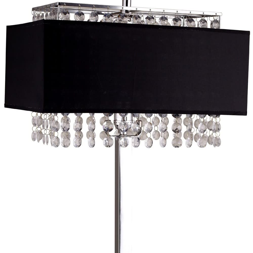 Homeroots Rectangular Table Lamp - Bling Glam Black Faux Crystal, Model 468419