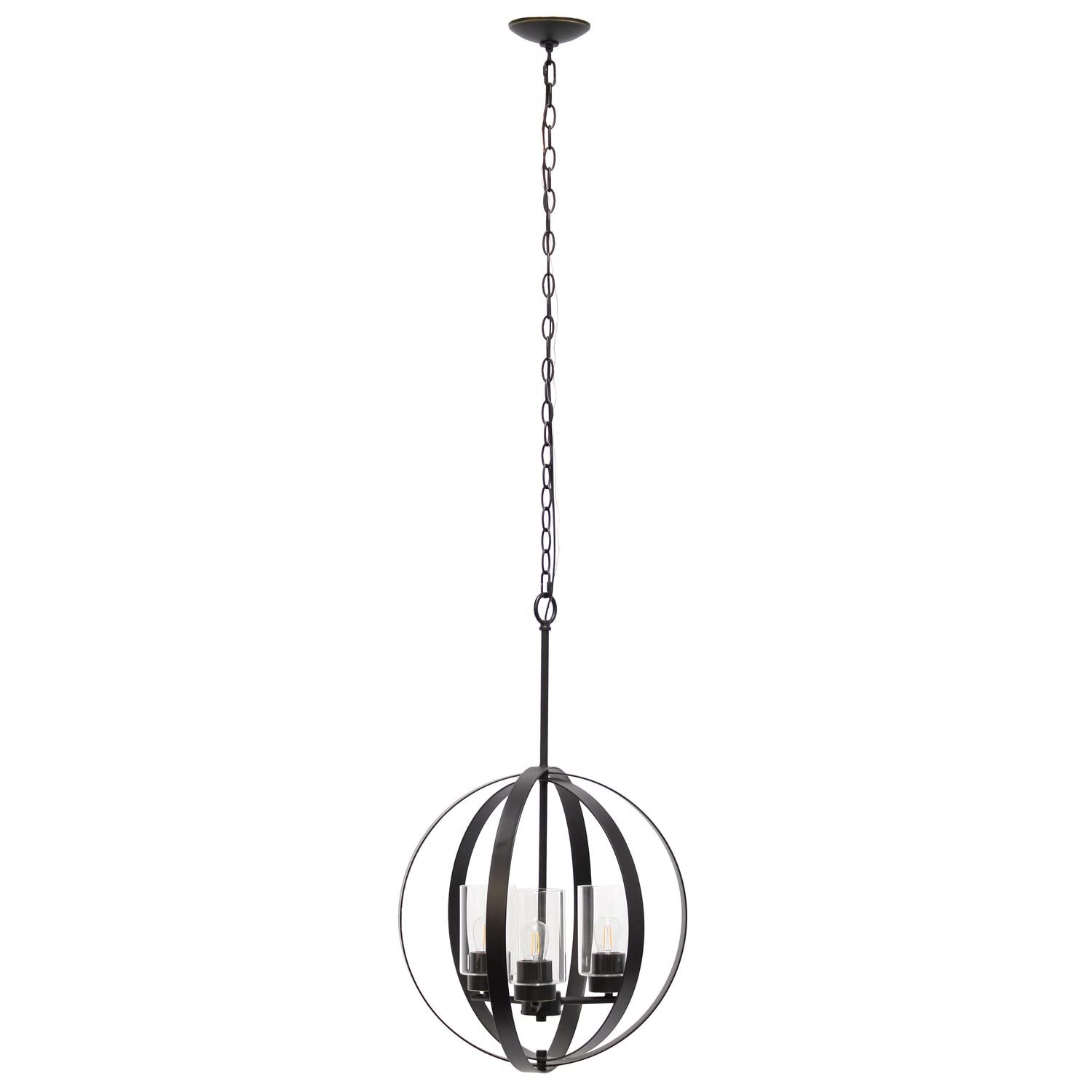 LALIA HOME 3-Light Adjustable Ceiling Pendant, 18in Metal & Glass, Restoration Bronze, Model 1270-LHP-3010-RZ