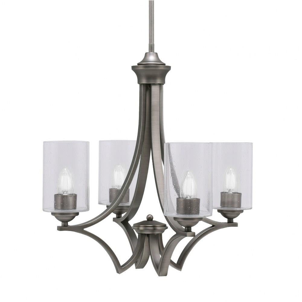 Toltec Lighting 564-GP-300 Zilo - 4 Light Uplight Chandelier-19.75 Inches Tall and 19 Inches Wide, Finish Color: Graphite, Glass Color: Clear Bubble