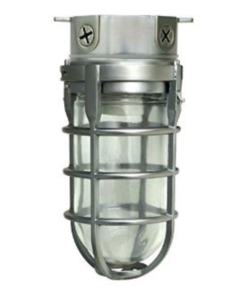 Woods Vandal Resistant Security Light 150W Ceiling Mount Brushed Steel Model L1706BS