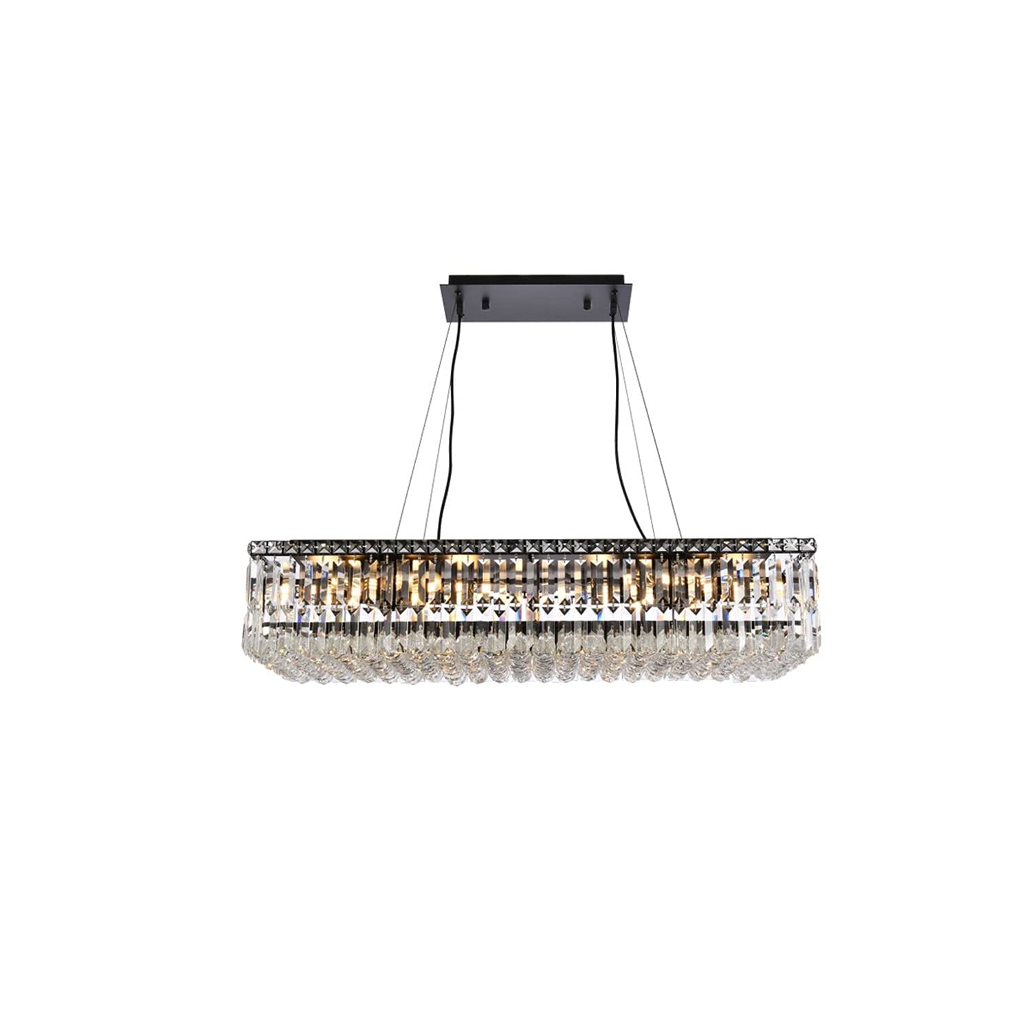 Elegant Lighting Maxime 36&quot; Black Metal & Crystal Chandelier - Luxurious Home Illumination