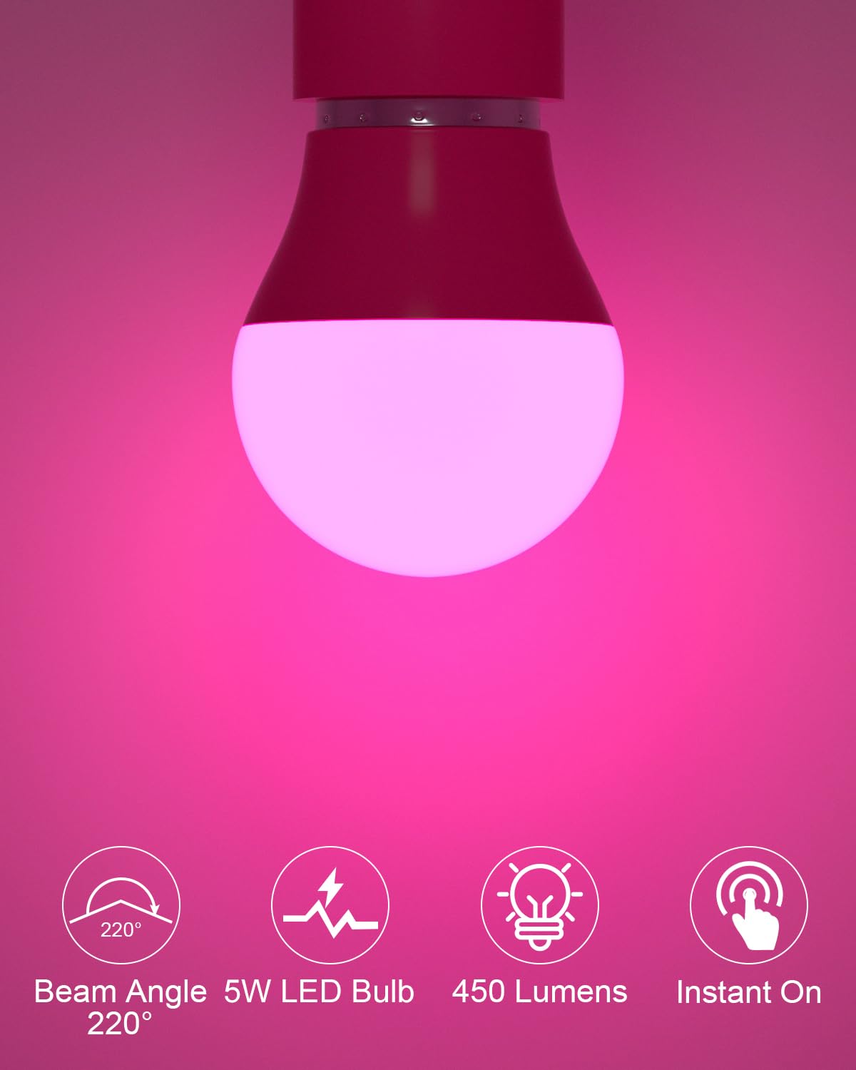 Oraluce Pink Led Porch Light Bulb, 40W Equivalent, 5W 450Lm, 6 Pack For Halloween &