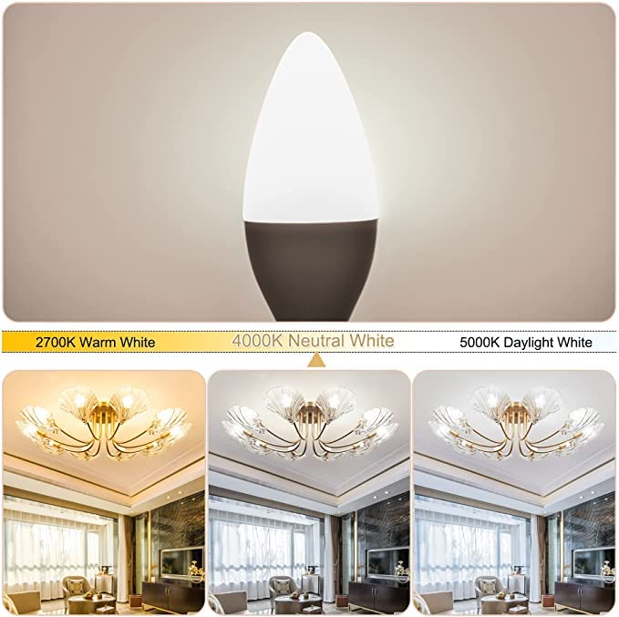 comzler E12 LED Bulb 4000K Natural Daylight 60W Equivalent Pack of 8