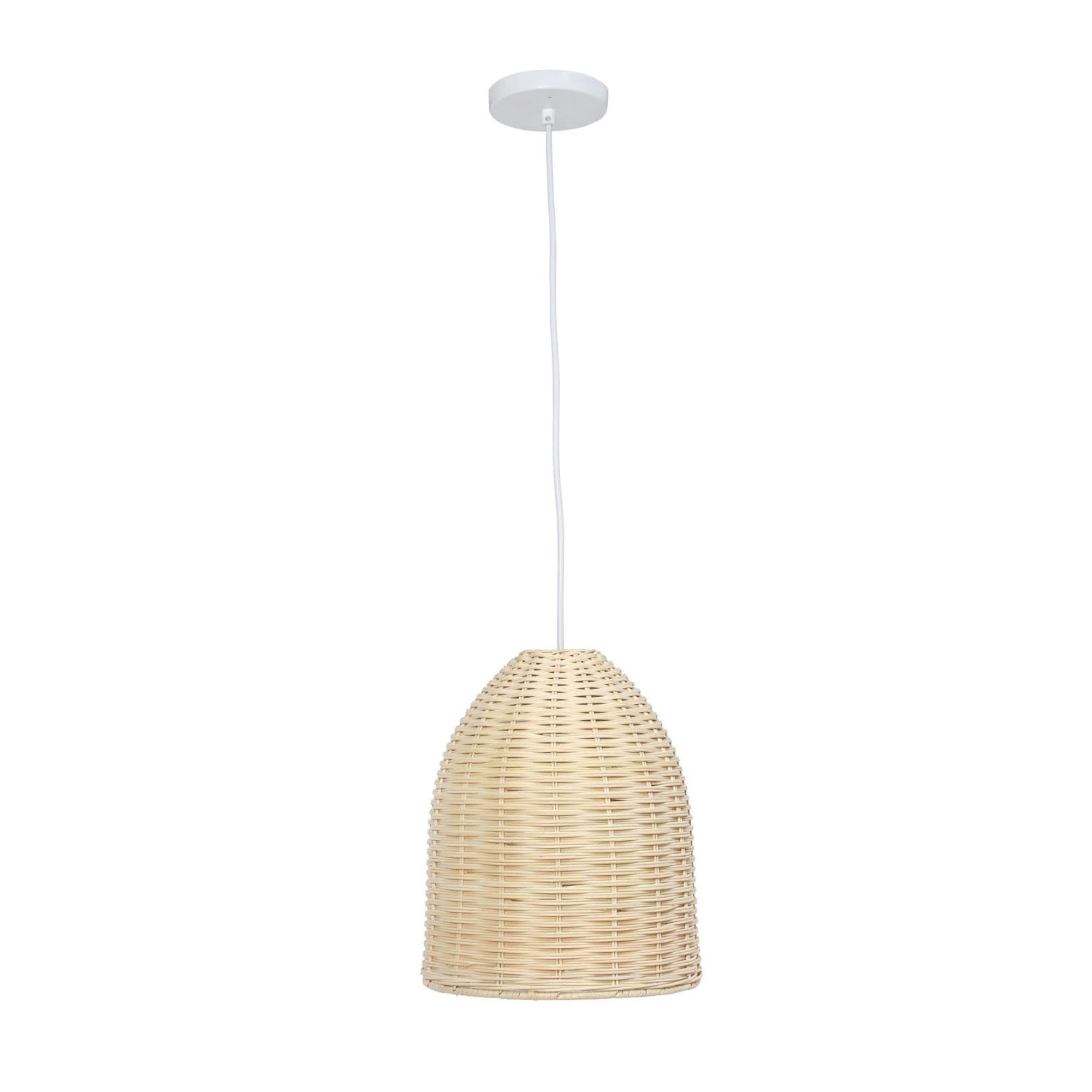 Elegant Designs PT1007-NAT Rattan Downlight Pendant, Metal, 10inL x 10inW x 12inH, Natural Color