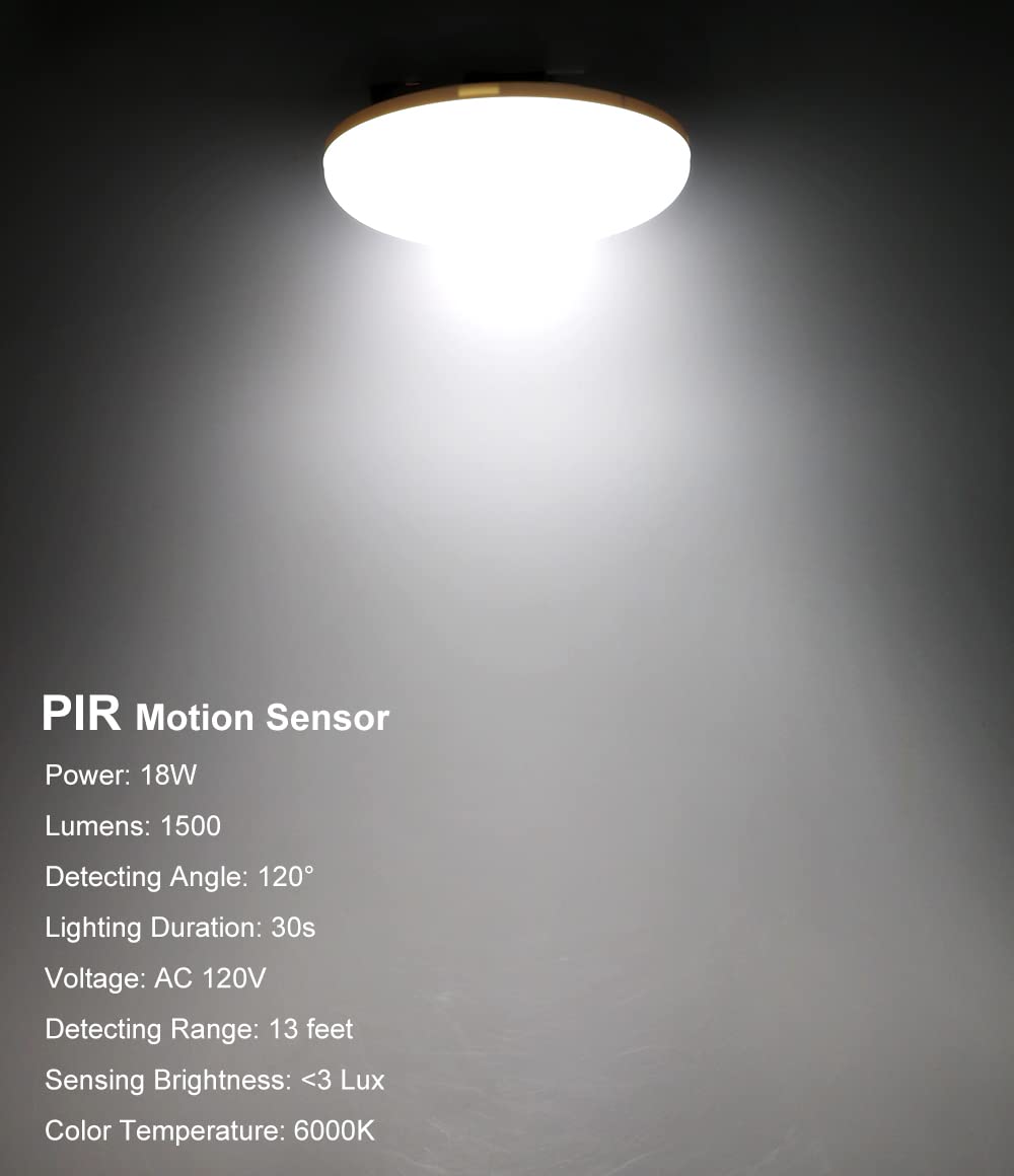 Awanber Motion Sensor Light Bulb 18W E26 1500Lm Dusk To Dawn Led Cool White For Garage & Porch