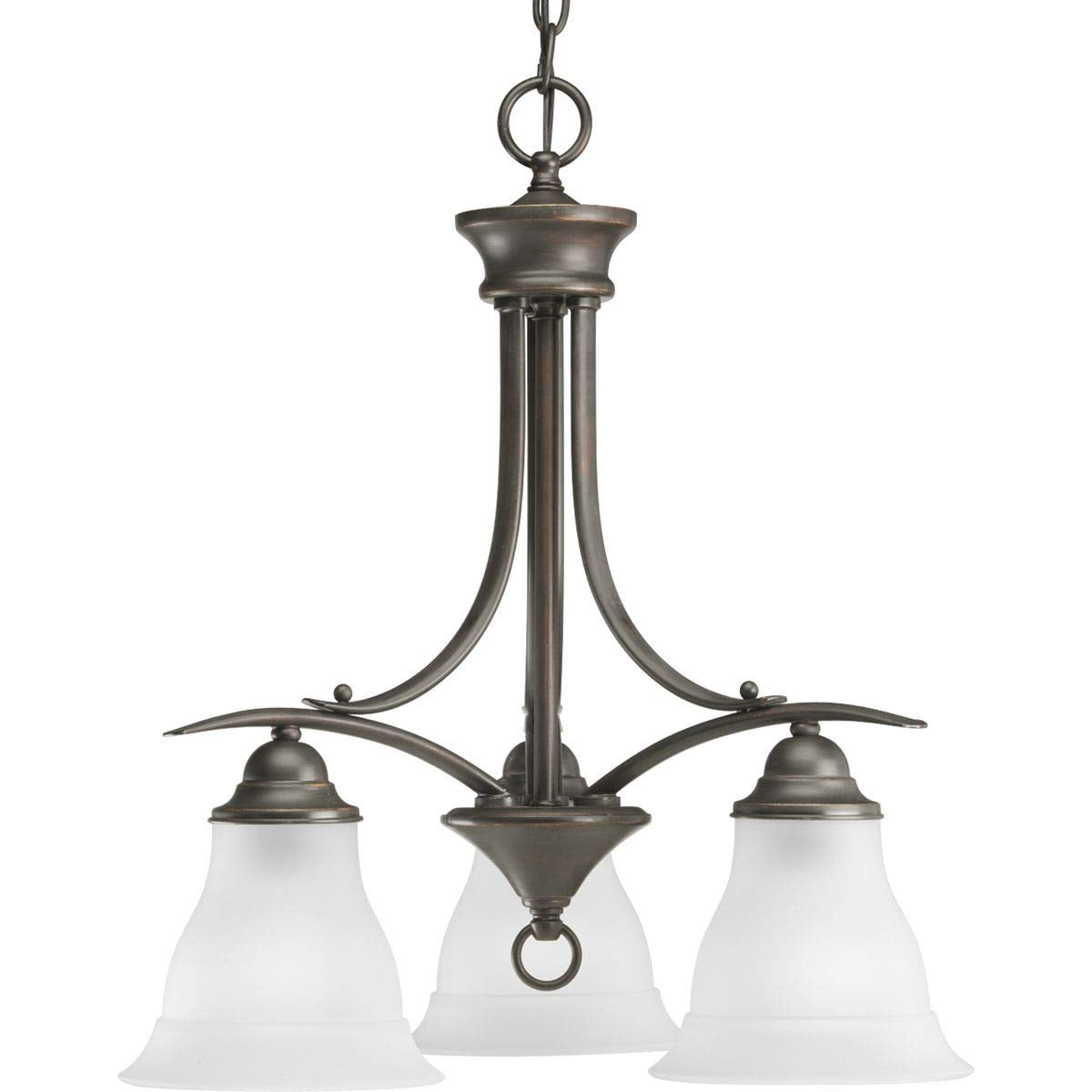 Trinity Collection 3-Light Etched Glass Traditional Chandelier Light Antique Bronze