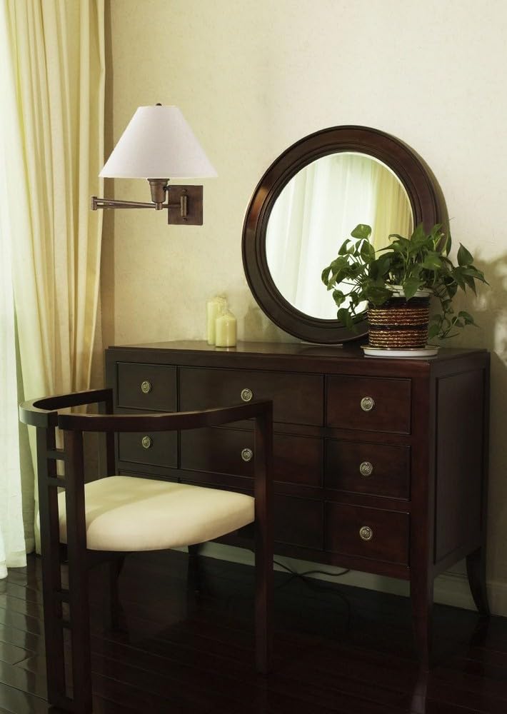 Cal Lighting Bo-635-Db Wall Sconce With White Fabric Shades, Dark Bronze Finish,16X16.8X14.1,Calbo-635-Db