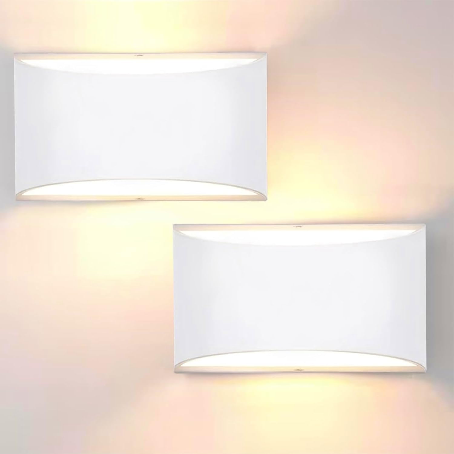 Lightess Modern LED Wall Sconce  Hardwired Indoor Wall Lights Set of 2  3000K Up and Down Wall Mount Lamp  White Indoor Sconces Wall Lighting for Living Room Bedroom Hallway Corridor (Warm White)