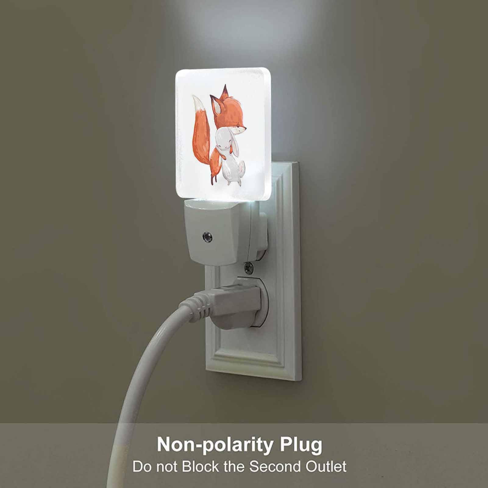 Chrobak LED Night Light with Dusk to Dawn Sensor, Fox and Hare Design, Energy Efficient, Model WML-Night-Light-231023-139