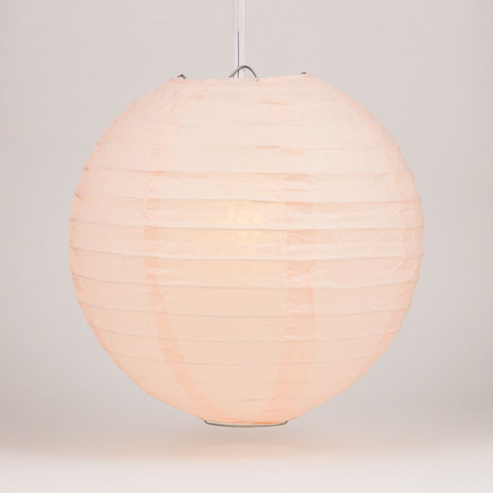 Luna Bazaar Paper Lantern - 24-Inch, Cameo Pink, Parallel Ribbing - Ideal for Weddings, Parties, and Home Decor