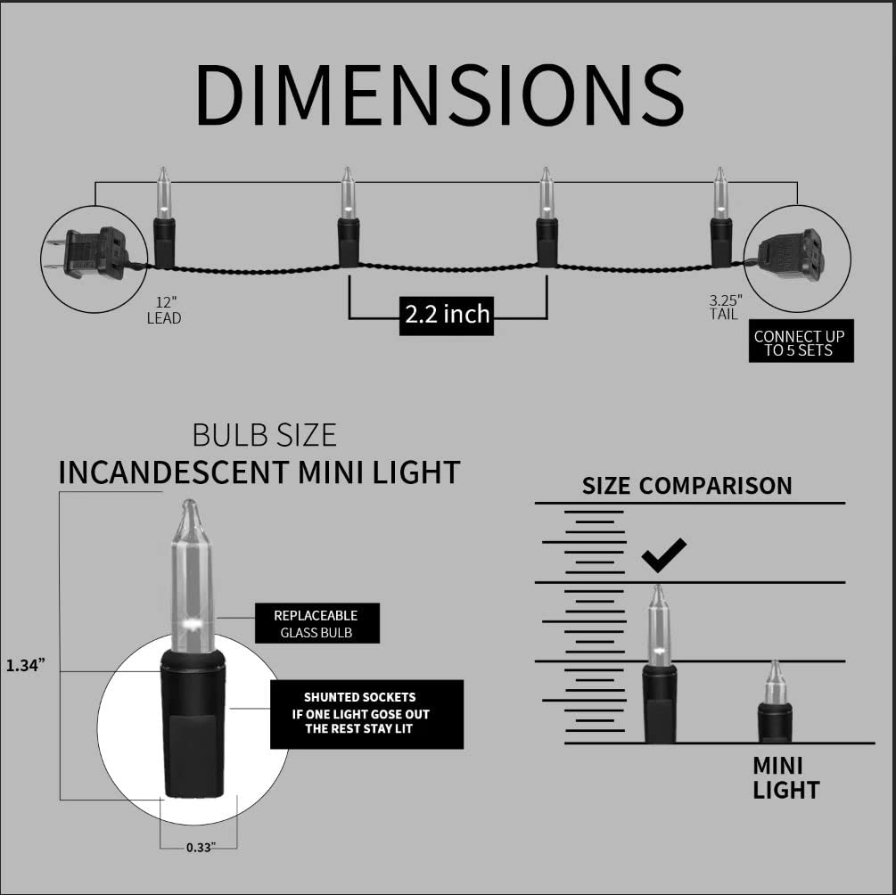 Justpro 100Lights Yellow Extra-Bright With End Connectors Christmas Decorative Lights 5.98M Ul Certified Mini String Light Set W
