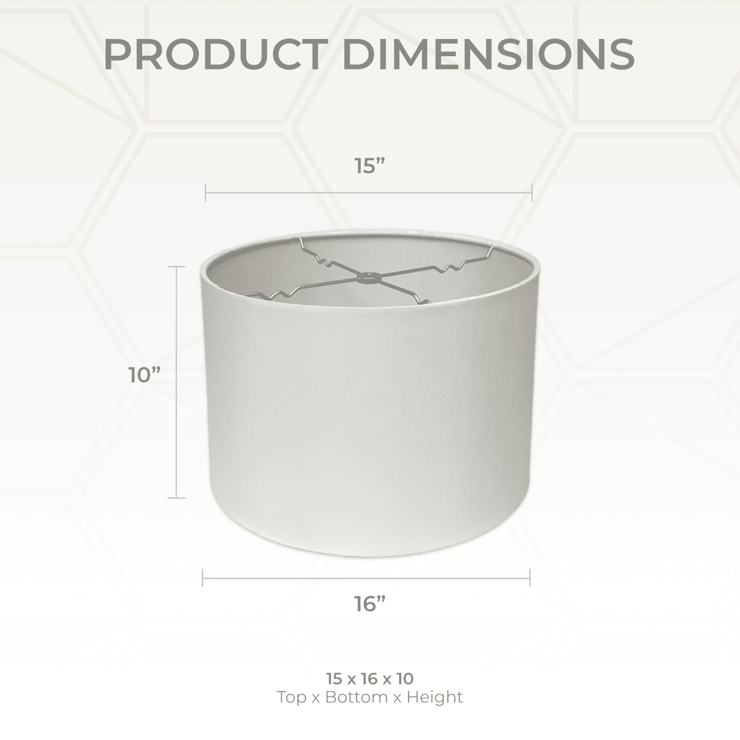 Royal Designs, Inc. Shallow Drum Lamp Shade, HB-610-16WH-2, 15x16x10 inches, White, 2 Pack