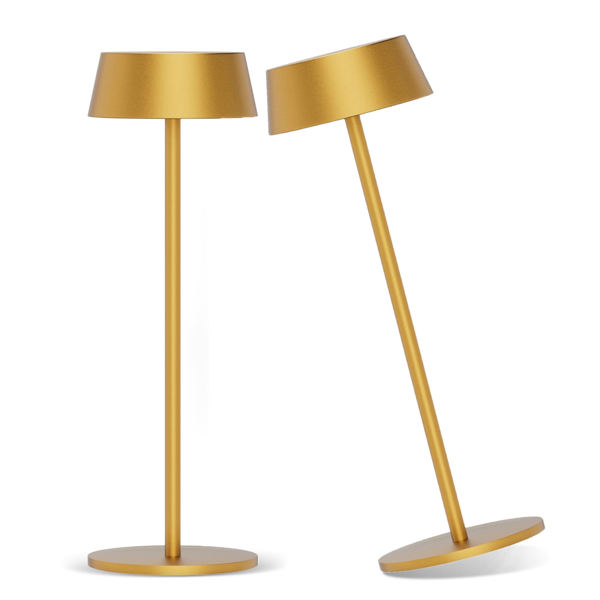 Aipsun Table Lamps Set of 2, Gold Battery Operated Table Lamp Cordless Outdoor Touch LED Table Lamp for Restaurant/Living Room/B