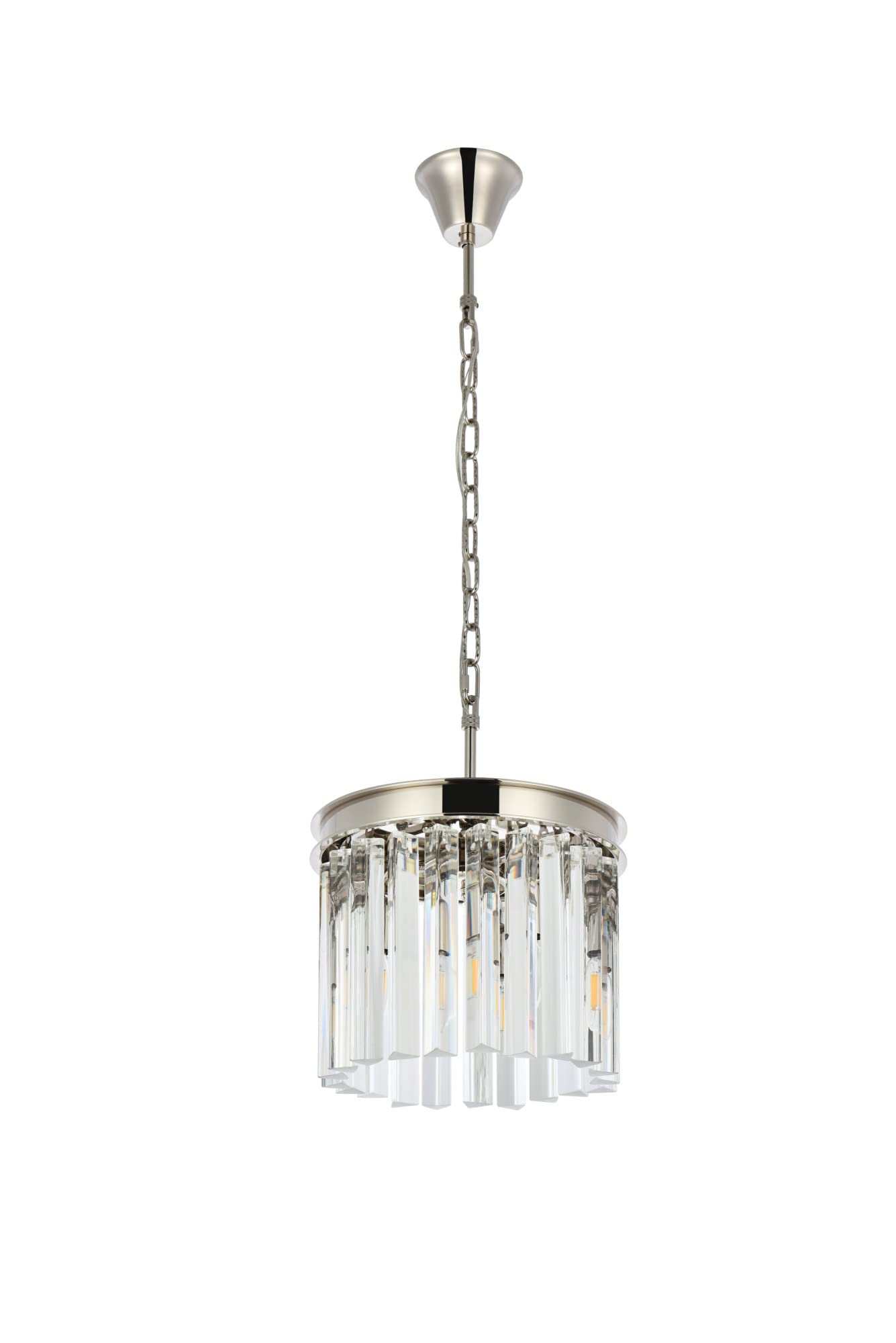 Elegant Lighting Sydney Collection 1208D12PN/RC 3-Light Pendant Lamp with Royal Cut Crystals, Polished Nickel Finish