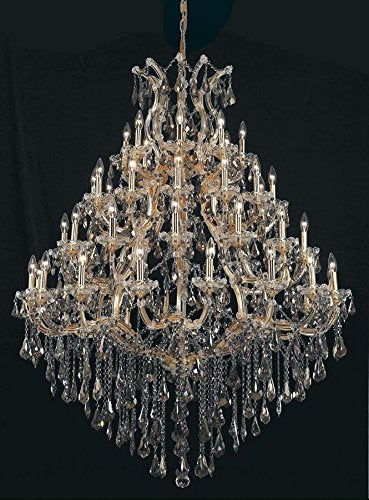 Elegant Lighting 2801G46G-GT/RC Maria Theresa 49-Light, Four-Tier Crystal Chandelier, Royal Cut Crystal in Gold with Golden Teak
