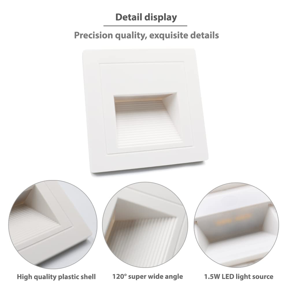 Arotelicht LED Indoor Step Light 4-Pack, Warm White 3000K, Recessed Wall Light, Aluminum, Model RWPW12-4, Not Waterproof