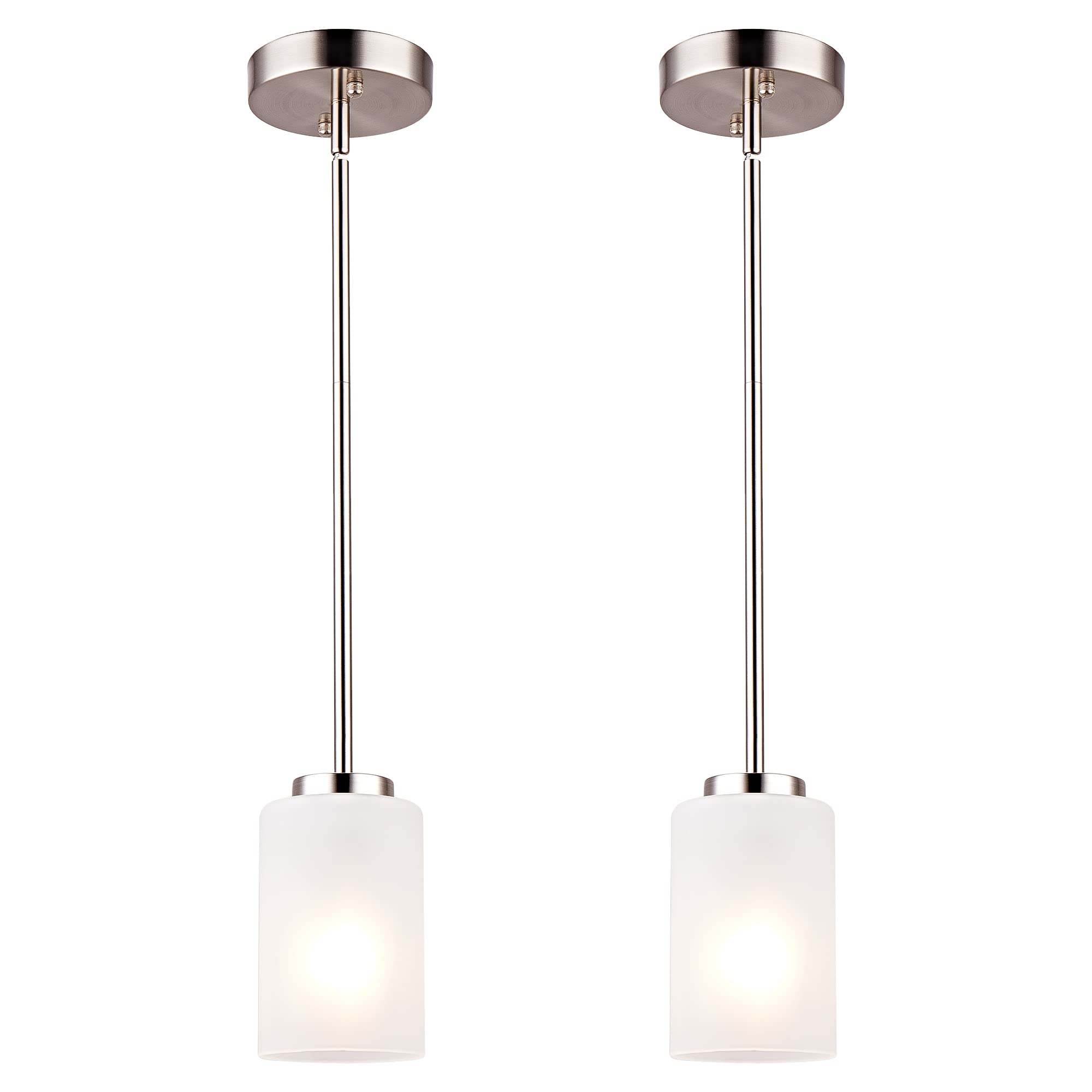 Eietonte 1-Light Mini Pendant Light Fixtures, Industrial Chandelier Hanging Ceiling Light with Opal White Shades, Adjustable Hei
