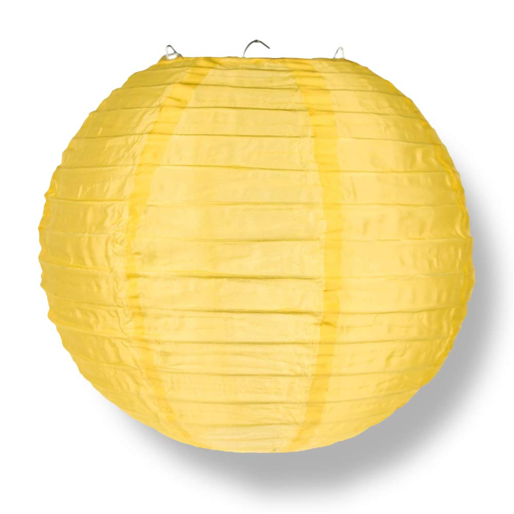 Quasimoon Paperlanternstore.Com 4 Inch Gold Round Nylon Lanterns, Even Ribbing, Hanging (10-Pack) Decoration