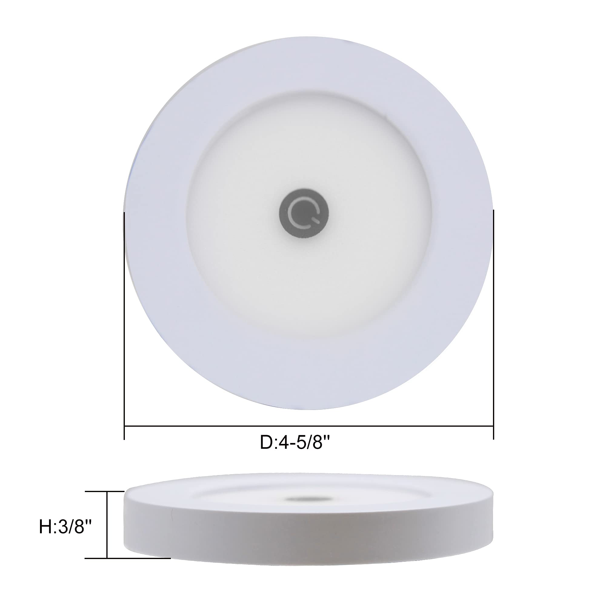 Facon 5-Inch LED RV Panel Light, Touch On/Off Switch, 2 Color Temp 3000K/4000K, White, Plastic, Model: Facon-xxxx