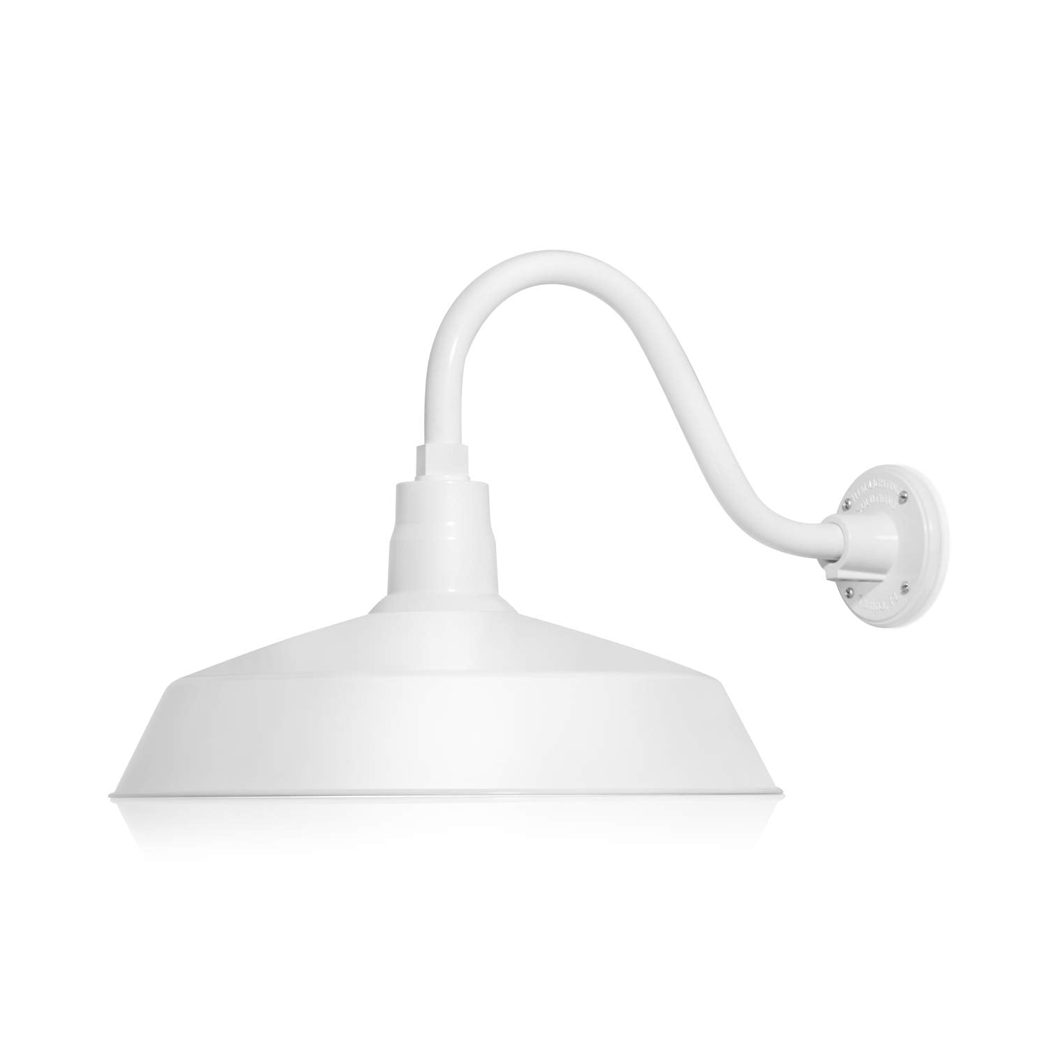 17in. White Finish Outdoor Gooseneck Barn Light Fixture with 14.5 in. Long Extension Arm - Wall Sconce Farmhouse, Vintage, Antiq
