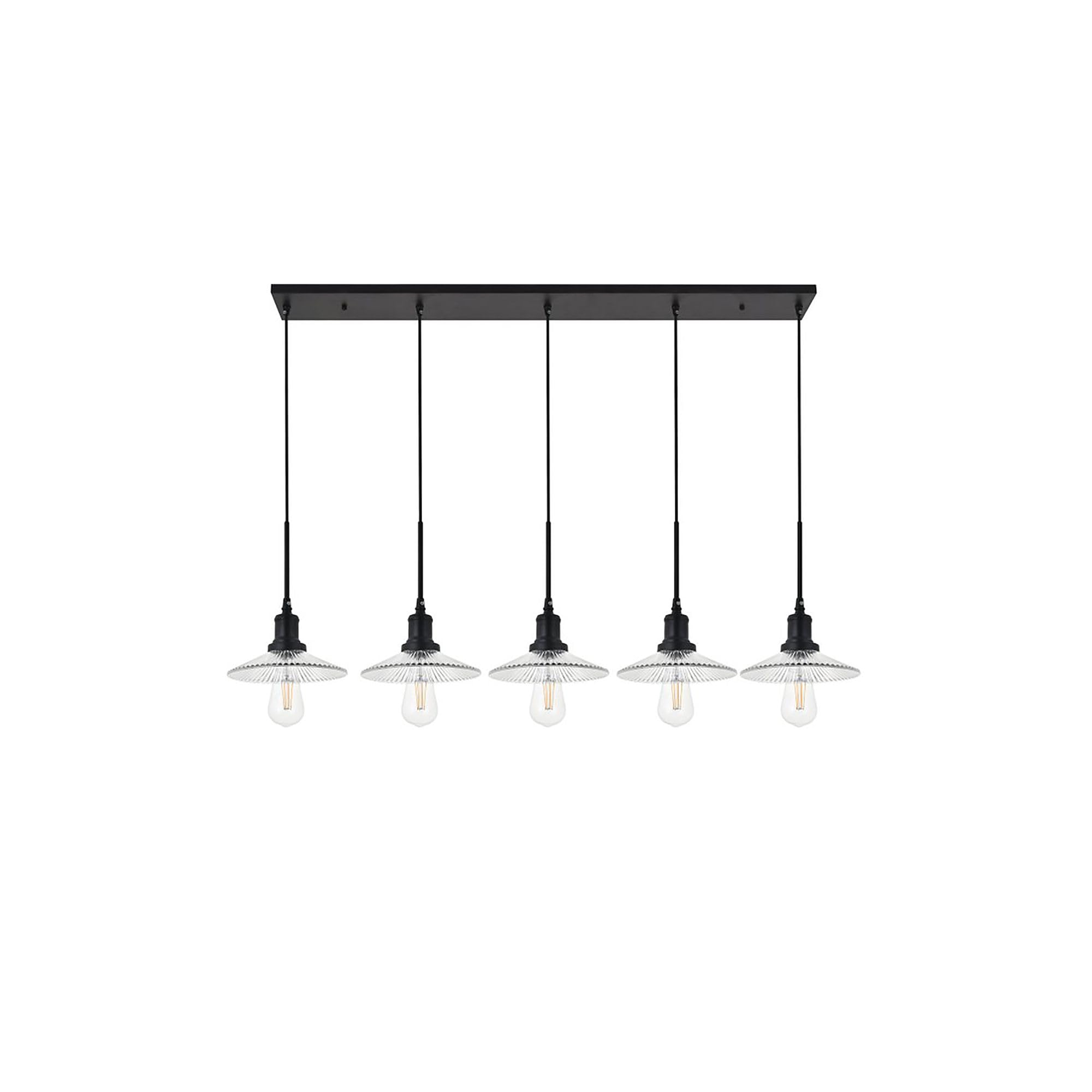 Elegant Lighting Modern Black 5-Light Ceiling Pendant, Indoor Decorative Fixture, 49&quot;L X 9&quot;W