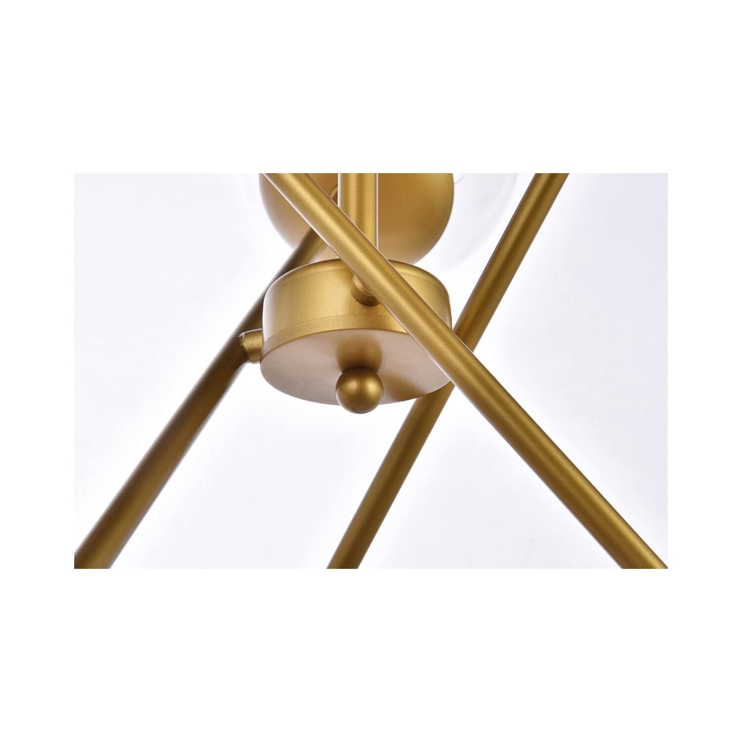 Living District Axl 6-Light Mid-Century Metal Pendant in Brass and Clear