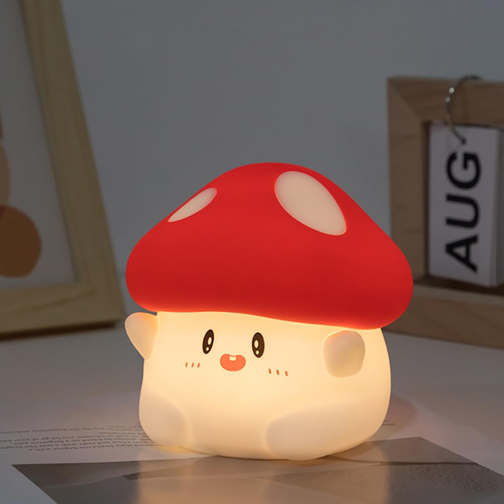 LED Mushroom Silicone Night Light Soft Sleeping Nursery Night Light Dimmable Timer Rechargeable Lamp Room Decor Baby Bedside Lam